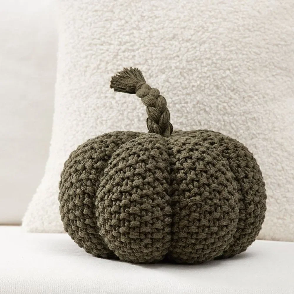 Pottery Barn Seedstitch Pumpkin Pillow Loden